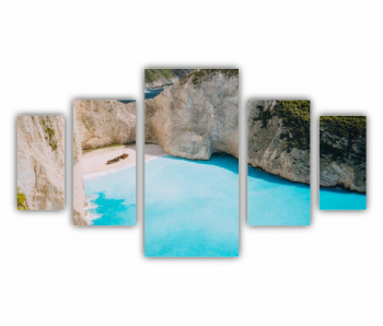 Set 5 Tablouri Multicanvas Navagio Grecia 0435 200X120 cm 