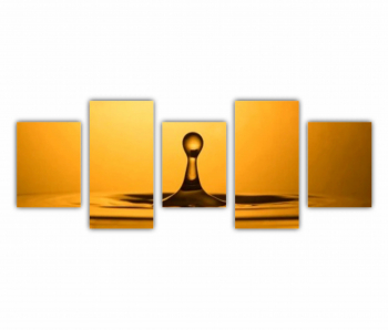 Set 5 Tablouri Multicanvas Picatura de apa gravitationala galben-aurie magie 0677 150X60 cm 