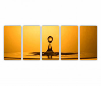 Set 5 Tablouri Multicanvas Picatura de apa gravitationala galben-aurie magie 0677 200X80 cm 