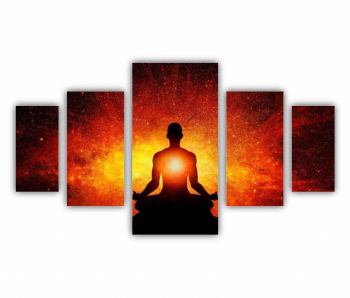 Set 5 Tablouri Multicanvas Silueta omului cu univers 0305 200X120 cm 