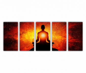 Set 5 Tablouri Multicanvas Silueta omului cu univers 0305 200X80 cm 