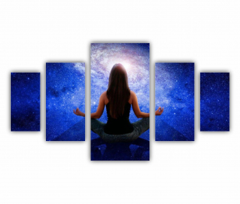 Set 5 Tablouri Multicanvas Silueta omului cu univers 0307 200X120 cm 