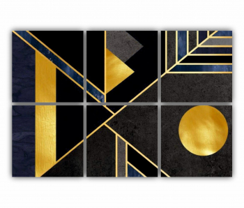 Set 6 Tablouri Multicanvas 3d illustration - Golden lines 0149 120X80 cm 