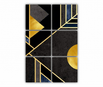 Set 6 Tablouri Multicanvas 3d illustration - Golden lines 0149 80X120 cm 