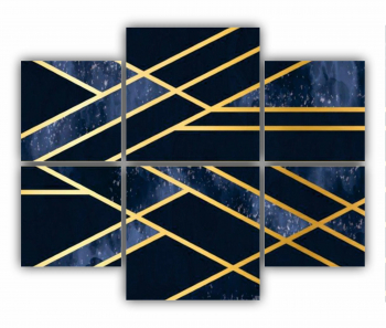 Set 6 Tablouri Multicanvas 3d illustration - Golden lines 2 0167 100X80 cm 