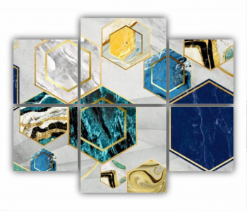 Set 6 Tablouri Multicanvas 3d illustration - Golden lines 3 0168 100X80 cm 