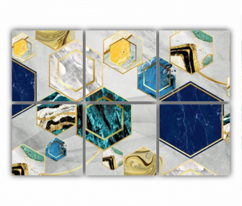 Set 6 Tablouri Multicanvas 3d illustration - Golden lines 3 0168 120X80 cm 