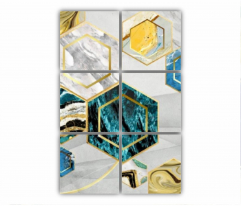 Set 6 Tablouri Multicanvas 3d illustration - Golden lines 3 0168 80X120 cm 