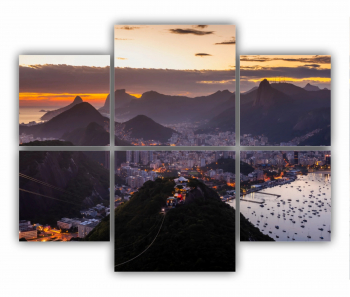 Set 6 Tablouri Multicanvas Apus in Rio de Janeiro 0437 100X80 cm