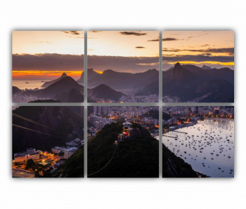 Set 6 Tablouri Multicanvas Apus in Rio de Janeiro 0437 120X80 cm 