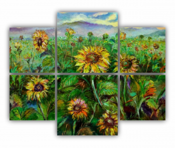 Set 6 Tablouri Multicanvas Camp de floarea soarelui 1 0071 100X80 cm 