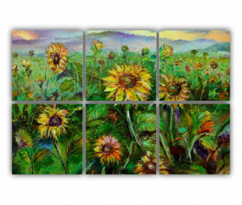 Set 6 Tablouri Multicanvas Camp de floarea soarelui 1 0071 120X80 cm 