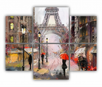 Set 6 Tablouri Multicanvas Eiffel Tower 0424 100X80 cm 