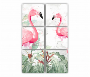 Set 6 Tablouri Multicanvas Flamingo roz 0399 80X120 cm 