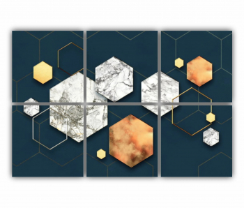 Set 6 Tablouri Multicanvas Geometric colorat - Arta moderna si digitala 2 0765 120X80 cm 