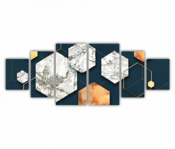 Set 6 Tablouri Multicanvas Geometric colorat - Arta moderna si digitala 2 0765 200X80 cm 