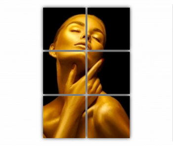 Set 6 Tablouri Multicanvas GOLD FASHION negru auriu Femei cu Machiaj Auriu 27 0572 80X120 cm