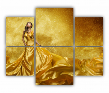 Set 6 Tablouri Multicanvas GOLD FASHION Rochie Aurie 0578 100X80 cm 