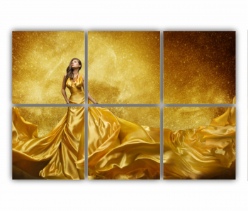 Set 6 Tablouri Multicanvas GOLD FASHION Rochie Aurie 0578 120X80 cm 