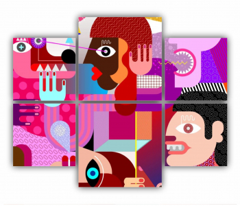 Set 6 Tablouri Multicanvas ilistratia vector 01 0203 100X80 cm 