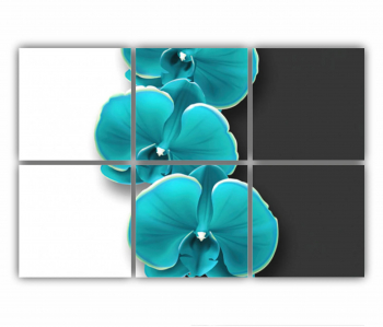 Set 6 Tablouri Multicanvas Ilustratie geometrica 3d si floare albastra 0694 120X80 cm 