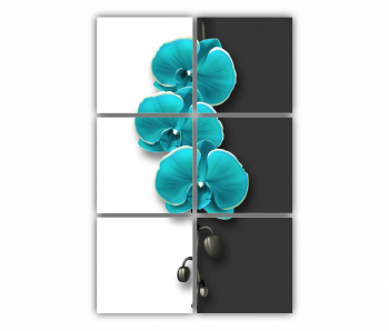 Set 6 Tablouri Multicanvas Ilustratie geometrica 3d si floare albastra 0694 80X120 cm 