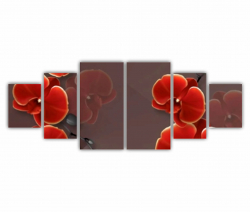 Set 6 Tablouri Multicanvas Ilustratie geometrica 3D si floare rosie stralucitoare 0697 200X80 cm 
