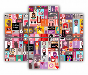 Set 6 Tablouri Multicanvas ilustratie vector 14 0218 100X80 cm 