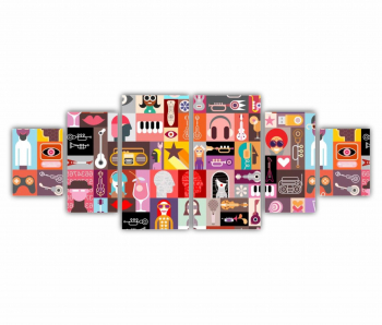 Set 6 Tablouri Multicanvas ilustratie vector 14 0218 200X80 cm 
