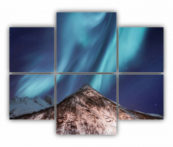 Set 6 Tablouri Multicanvas Lumina nordica in Islanda 0059 100X80 cm 