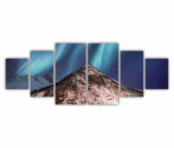 Set 6 Tablouri Multicanvas Lumina nordica in Islanda 0059 200X80 cm 