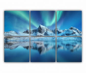 Set 6 Tablouri Multicanvas Lumina nordica in Islanda 2 0060 120X80 cm 