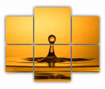 Set 6 Tablouri Multicanvas Picatura de apa gravitationala galben-aurie magie 0677 100X80 cm 