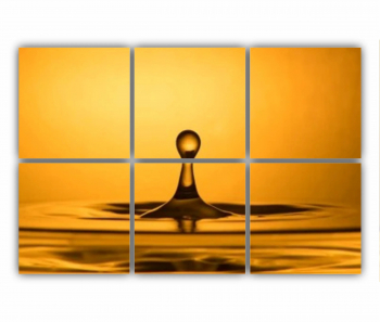 Set 6 Tablouri Multicanvas Picatura de apa gravitationala galben-aurie magie 0677 120X80 cm 