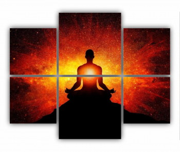 Set 6 Tablouri Multicanvas Silueta omului cu univers 0305 100X80 cm