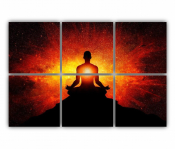 Set 6 Tablouri Multicanvas Silueta omului cu univers 0305 120X80 cm 