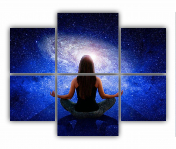 Set 6 Tablouri Multicanvas Silueta omului cu univers 0307 100X80 cm 