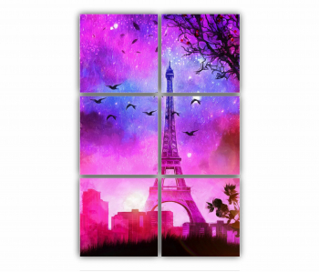 Set 6 Tablouri Multicanvas Un cuplu minunat care se saruta pe langa Turnul Eiffel 0804 80X120 cm 