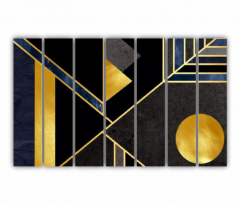 Set 7 Tablouri Multicanvas 3d illustration - Golden lines 0149 210X120 cm 