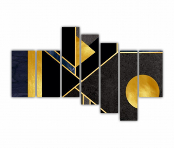 Set 7 Tablouri Multicanvas 3d illustration - Golden lines 0149 240X160 cm 