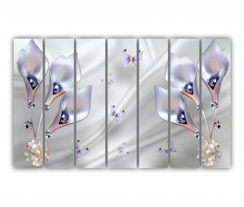 Set 7 Tablouri Multicanvas 3D illustration of beautiful flowers 0770 210X120 cm 