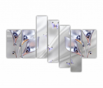 Set 7 Tablouri Multicanvas 3D illustration of beautiful flowers 0770 240X160 cm 