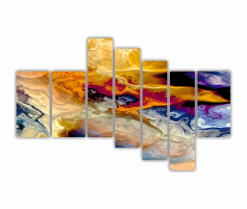 Set 7 Tablouri Multicanvas abstract colorful illustration 3 - ROBERTO SORIN 0034 240X160 cm 