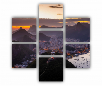 Set 7 Tablouri Multicanvas Apus in Rio de Janeiro 0437 180X180 cm 