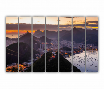 Set 7 Tablouri Multicanvas Apus in Rio de Janeiro 0437 210X120 cm 