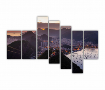 Set 7 Tablouri Multicanvas Apus in Rio de Janeiro 0437 240X160 cm 