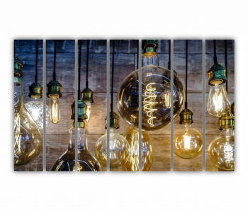 Set 7 Tablouri Multicanvas Becuri de iluminat vintage 0425 210X120 cm 