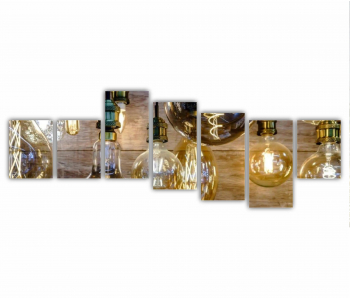 Set 7 Tablouri Multicanvas Becuri de iluminat vintage 0425 210X80 cm 