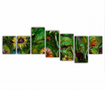 Set 7 Tablouri Multicanvas Camp de floarea soarelui 1 0071 210X80 cm 