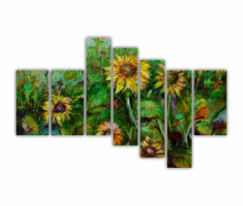 Set 7 Tablouri Multicanvas Camp de floarea soarelui 1 0071 240X160 cm 